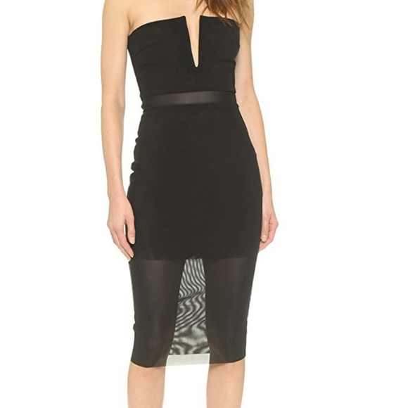 bec and bridge black strapless dress